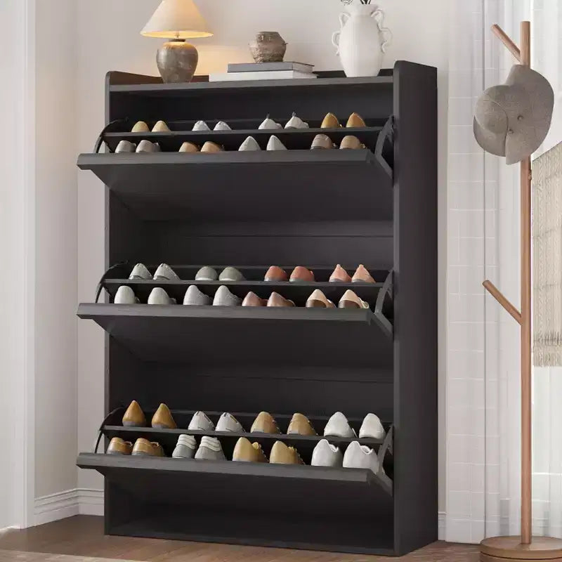 Meuble à chaussures en bois avec 2 tiroirs basculants et étagère réglable pour entrée, couloir, salon