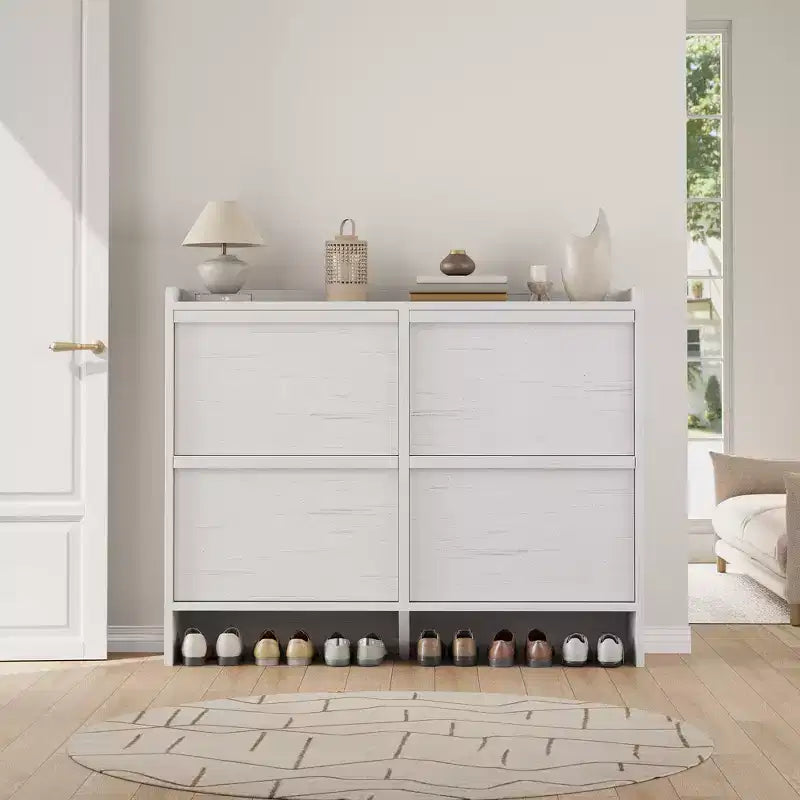 Meuble à chaussures en bois avec 2 tiroirs basculants et étagère réglable pour entrée, couloir, salon
