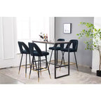 Tabourets de bar en velours avec dossier et repose-pieds, chaises de cuisine rembourrées, tabourets de comptoir à large coussin pour café-bar, 28 noirs