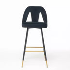 Tabourets de bar en velours avec dossier et repose-pieds, chaises de cuisine rembourrées, tabourets de comptoir à large coussin pour café-bar, 28 noirs