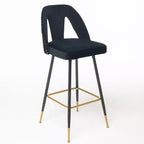 Tabourets de bar en velours avec dossier et repose-pieds, chaises de cuisine rembourrées, tabourets de comptoir à large coussin pour café-bar, 28 noirs