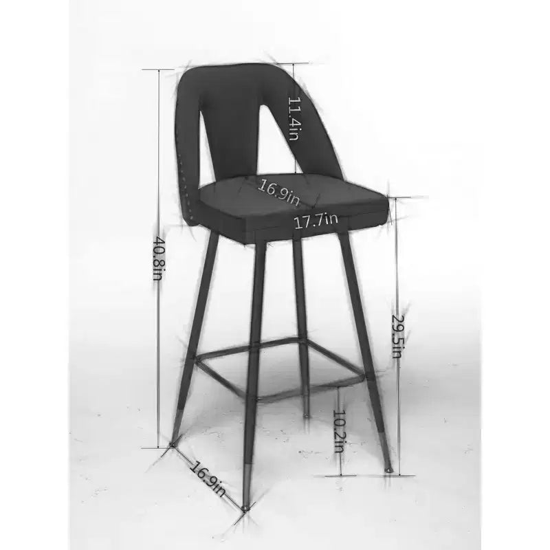 Tabourets de bar en velours avec dossier et repose-pieds, chaises de cuisine rembourrées, tabourets de comptoir à large coussin pour café-bar, 28 noirs