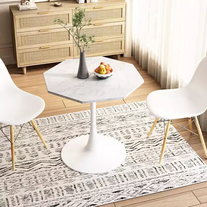 31.50 Table Basse Octogonale Moderne, Table à Manger Tulipe Style Mid-Century, Tables Basses en Marbre pour Salle de Réception, Facile à Nettoyer