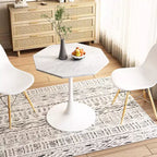 31.50 Table Basse Octogonale Moderne, Table à Manger Tulipe Style Mid-Century, Tables Basses en Marbre pour Salle de Réception, Facile à Nettoyer