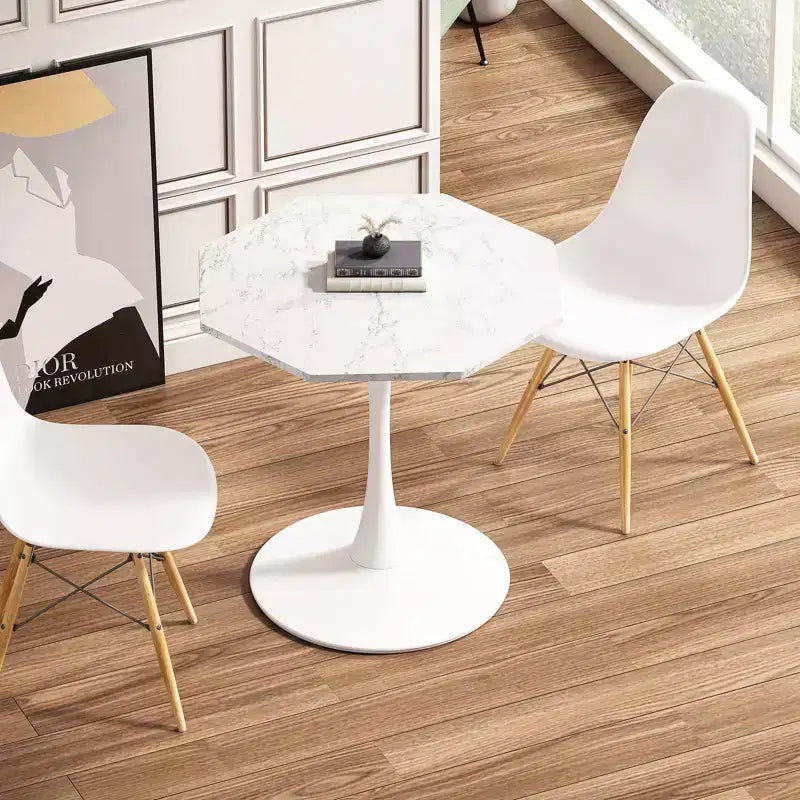 31.50 Table Basse Octogonale Moderne, Table à Manger Tulipe Style Mid-Century, Tables Basses en Marbre pour Salle de Réception, Facile à Nettoyer
