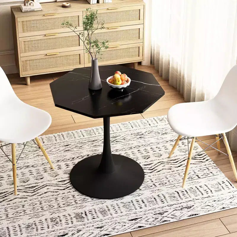 31.50 Table Basse Octogonale Moderne, Table à Manger Tulipe Style Mid-Century, Tables Basses en Marbre pour Salle de Réception, Facile à Nettoyer