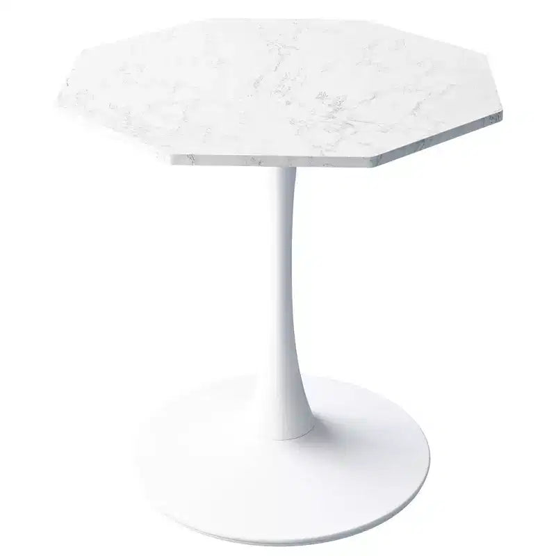 31.50 Table Basse Octogonale Moderne, Table à Manger Tulipe Style Mid-Century, Tables Basses en Marbre pour Salle de Réception, Facile à Nettoyer