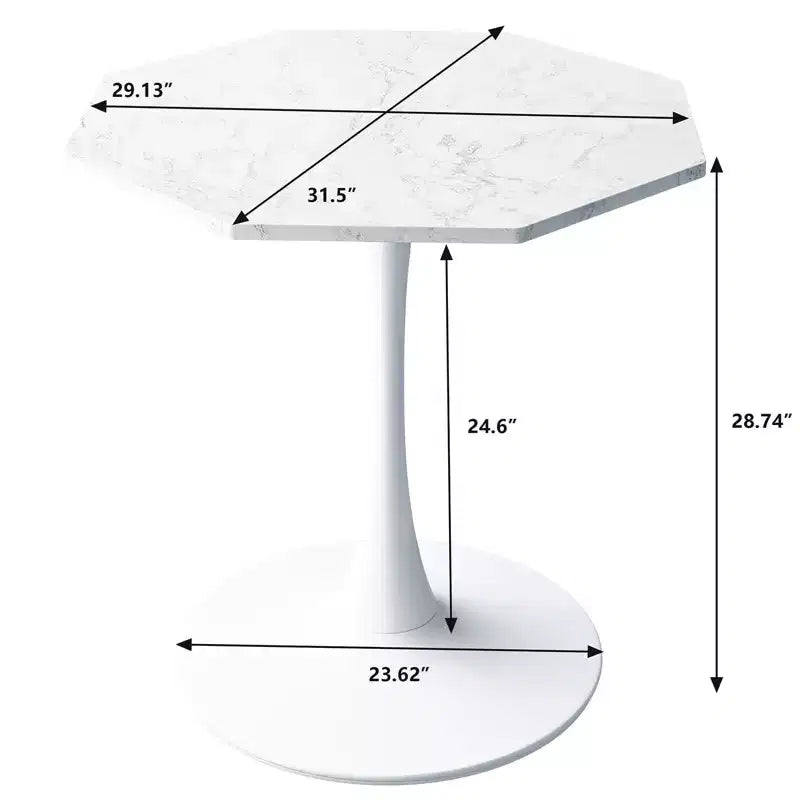 31.50 Table Basse Octogonale Moderne, Table à Manger Tulipe Style Mid-Century, Tables Basses en Marbre pour Salle de Réception, Facile à Nettoyer