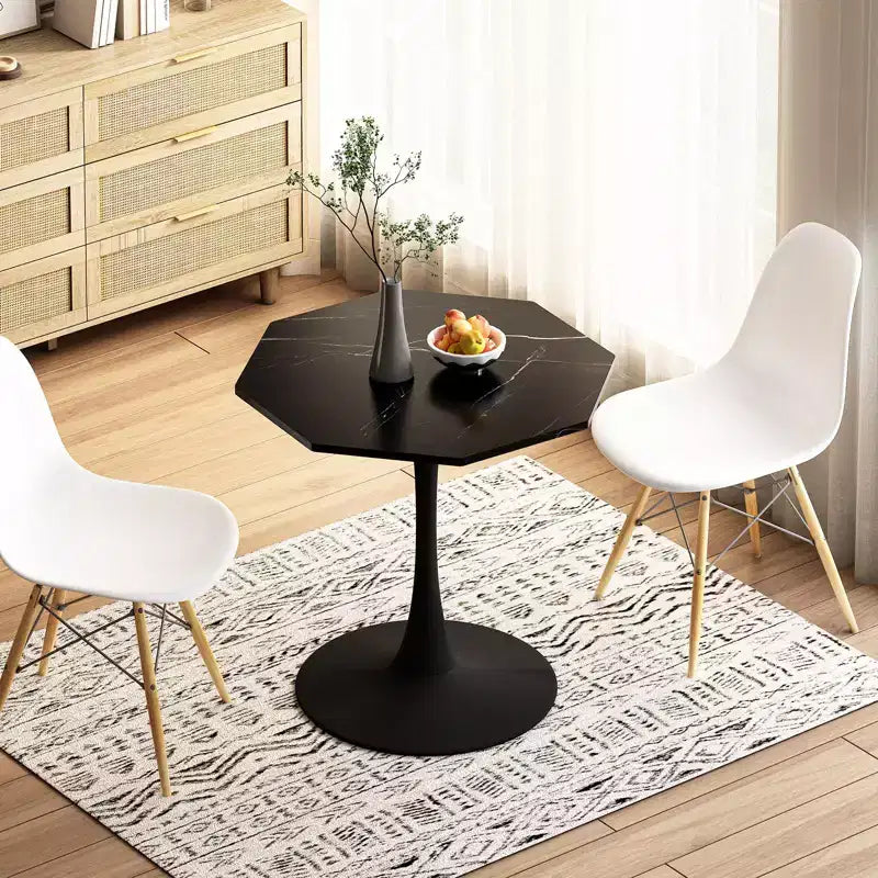 31.50 Table Basse Octogonale Moderne, Table à Manger Tulipe Style Mid-Century, Tables Basses en Marbre pour Salle de Réception, Facile à Nettoyer