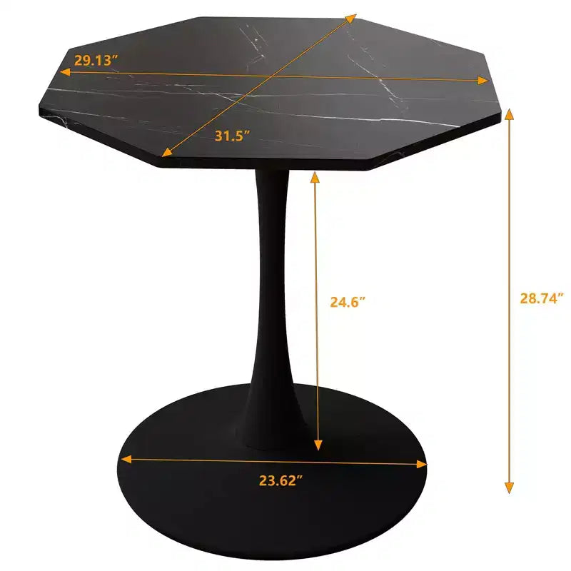 31.50 Table Basse Octogonale Moderne, Table à Manger Tulipe Style Mid-Century, Tables Basses en Marbre pour Salle de Réception, Facile à Nettoyer
