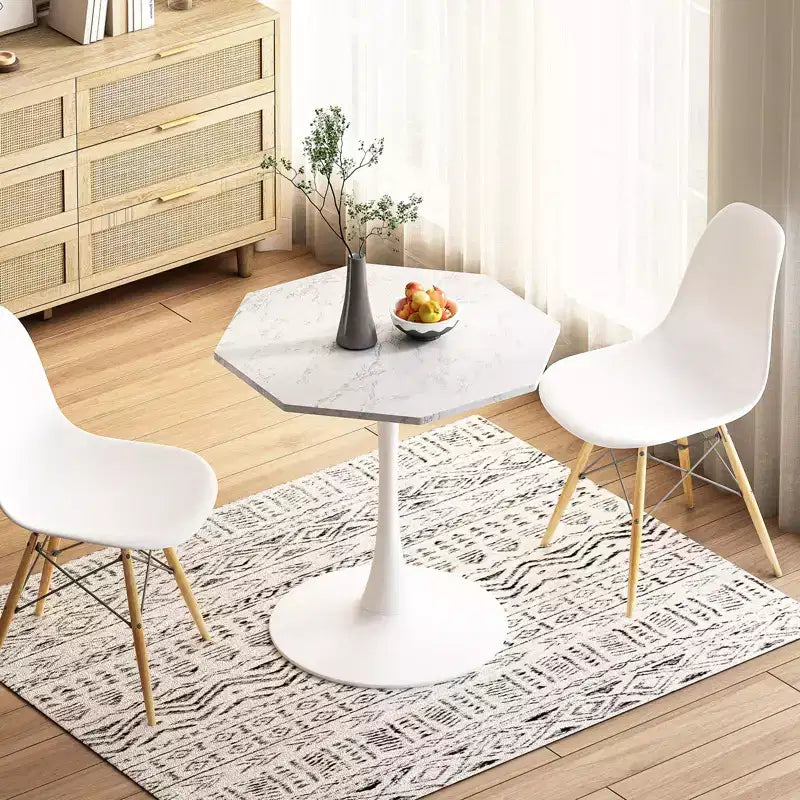 31.50 Table Basse Octogonale Moderne, Table à Manger Tulipe Style Mid-Century, Tables Basses en Marbre pour Salle de Réception, Facile à Nettoyer