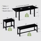 Table à manger extensible avec 2 chaises et 2 bancs, Table de salle à manger de cuisine pour 4 à 6 personnes, Table de petit-déjeuner peu encombrante