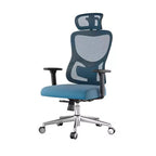 Chaise de bureau ergonomique en maille - Avec appui-tête, support lombaire réglable et accoudoirs 3D (bleue)