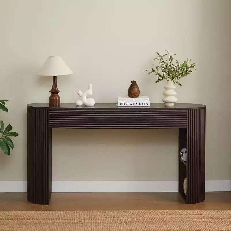 Christopher Knight Home Sorin Retro Curved Console Table with 3 Drawers