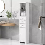 Meuble colonne de salle de bain de 173 cm, Meuble de rangement autoportant, 3 tiroirs et étagères réglables, pour salle de bain, salon