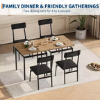 Ensemble table de salle à manger pour 2, ensemble de 3 pièces en bois, 2 chaises rembourrées en PU, cadre en métal moderne pour salle à manger, dîner à la maison, fête, appartement