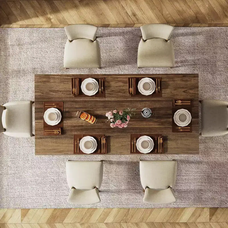Grande table de direction rectangulaire en bois vintage, longue table de salle à manger moderne pour salle à manger, coin petit-déjeuner
