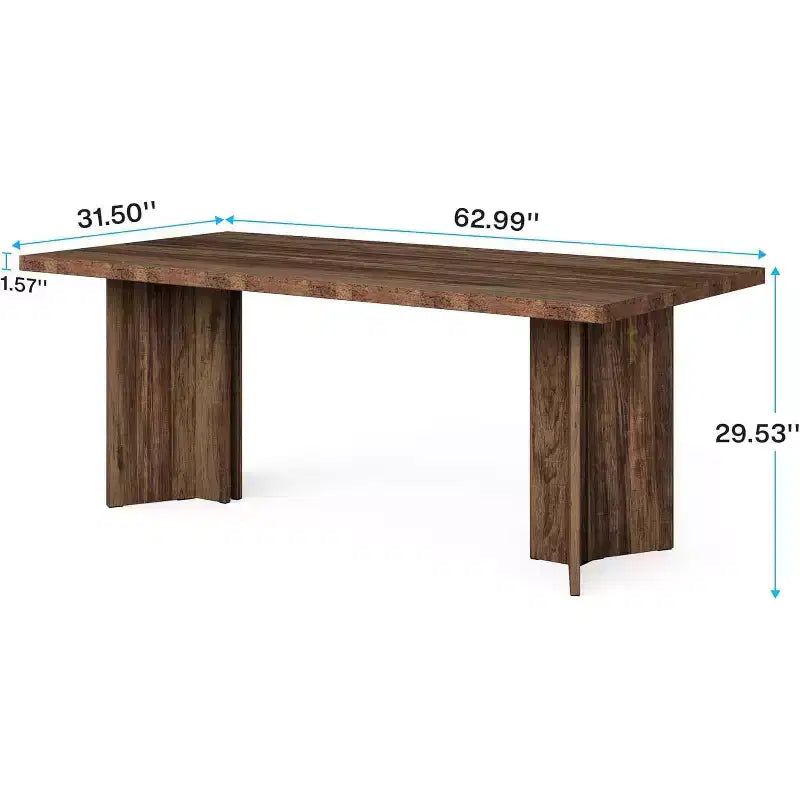 Grande table de direction rectangulaire en bois vintage, longue table de salle à manger moderne pour salle à manger, coin petit-déjeuner