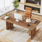 Grande table de direction rectangulaire en bois vintage, longue table de salle à manger moderne pour salle à manger, coin petit-déjeuner