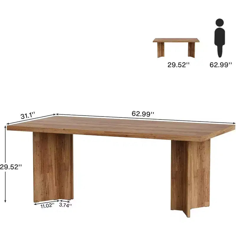 Grande table de direction rectangulaire en bois vintage, longue table de salle à manger moderne pour salle à manger, coin petit-déjeuner