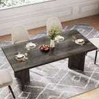 Grande table de direction rectangulaire en bois vintage, longue table de salle à manger moderne pour salle à manger, coin petit-déjeuner