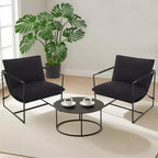 Fauteuil d'appoint pour salon, fauteuil moderne à structure métallique, chaises rembourrées avec coussin en mousse déchiquetée