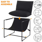 Fauteuil d'appoint pour salon, fauteuil moderne à structure métallique, chaises rembourrées avec coussin en mousse déchiquetée