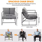 Fauteuil d'appoint pour salon, fauteuil moderne à structure métallique, chaises rembourrées avec coussin en mousse déchiquetée