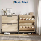 Meuble à chaussures avec 2 tiroirs abattants, organisateur de chaussures autoportant, meuble à chaussures étroit pour entrée, foyer, couloir, salon
