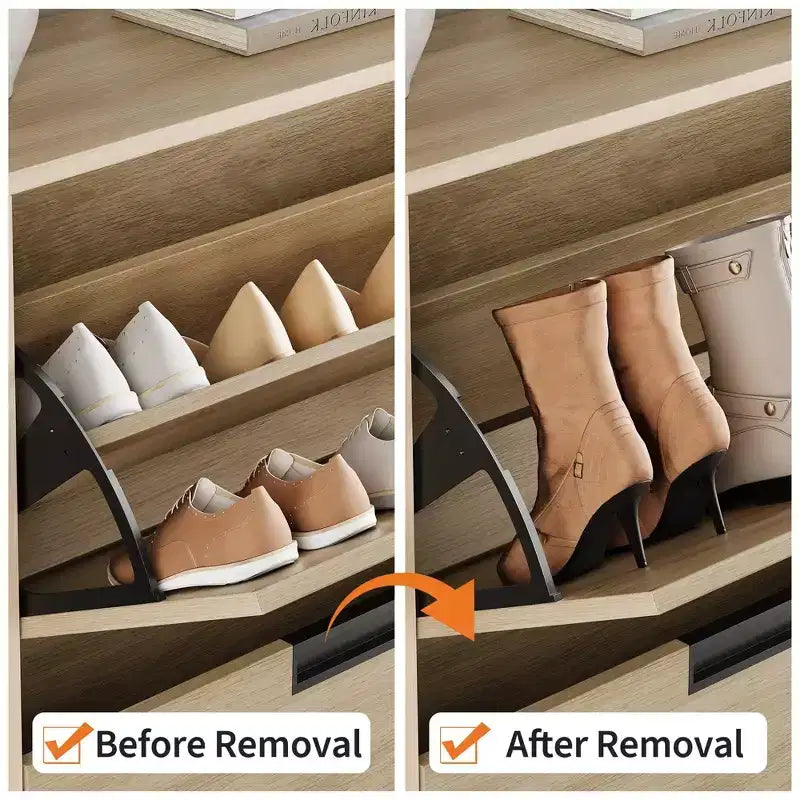 Meuble à chaussures avec 2 tiroirs abattants, organisateur de chaussures autoportant, meuble à chaussures étroit pour entrée, foyer, couloir, salon