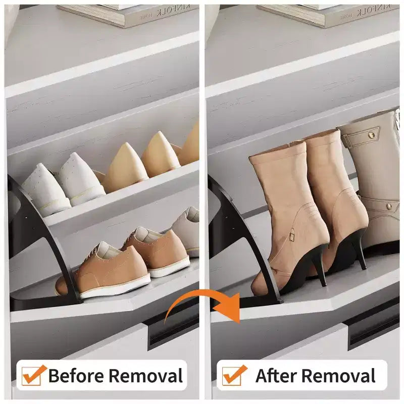 Meuble à chaussures avec 2 tiroirs abattants, organisateur de chaussures autoportant, meuble à chaussures étroit pour entrée, foyer, couloir, salon