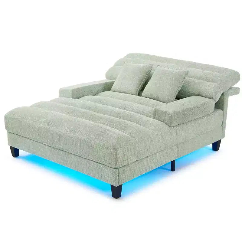 Canapé convertible moderne et confortable avec dossier réglable et lumière LED, canapé profond rembourré pour salon