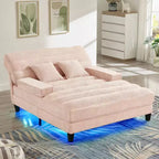 Canapé convertible moderne et confortable avec dossier réglable et lumière LED, canapé profond rembourré pour salon