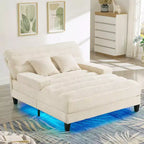 Canapé convertible moderne et confortable avec dossier réglable et lumière LED, canapé profond rembourré pour salon