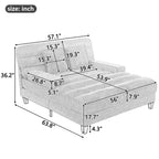 Canapé convertible moderne et confortable avec dossier réglable et lumière LED, canapé profond rembourré pour salon