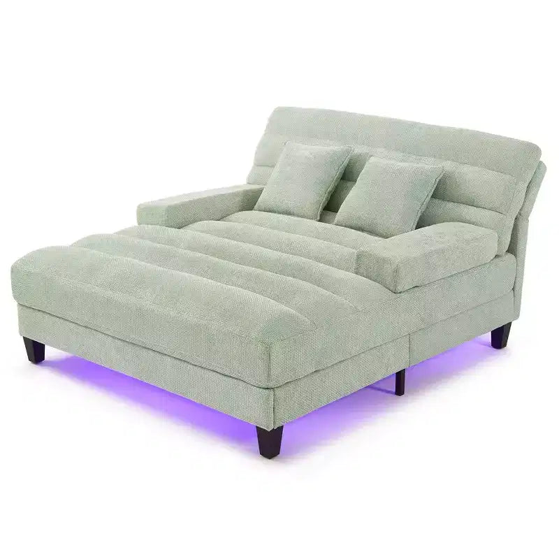 Canapé convertible moderne et confortable avec dossier réglable et lumière LED, canapé profond rembourré pour salon