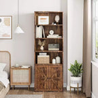 Étagère de bibliothèque de 181,4 cm de haut de style ferme avec portes, étagères de rangement de 30 cm de profondeur, bibliothèques industrielles, étagères en bois à 6 niveaux pour la maison et le bureau