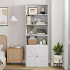 Étagère de bibliothèque de 181,4 cm de haut de style ferme avec portes, étagères de rangement de 30 cm de profondeur, bibliothèques industrielles, étagères en bois à 6 niveaux pour la maison et le bureau