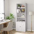 Étagère de bibliothèque de 181,4 cm de haut de style ferme avec portes, étagères de rangement de 30 cm de profondeur, bibliothèques industrielles, étagères en bois à 6 niveaux pour la maison et le bureau