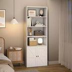 Étagère de bibliothèque de 181,4 cm de haut de style ferme avec portes, étagères de rangement de 30 cm de profondeur, bibliothèques industrielles, étagères en bois à 6 niveaux pour la maison et le bureau
