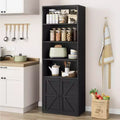 Farmhouse 71.4in Tall Bookcase with Doors 11.8in Depth Display Storage Shelves Industrial Bookcases Wooden 6 Shelf Bookshelves for Home Office