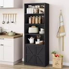 Farmhouse 71.4in Tall Bookcase with Doors 11.8in Depth Display Storage Shelves Industrial Bookcases Wooden 6 Shelf Bookshelves for Home Office