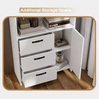 Bibliothèque à 6 niveaux avec porte et 3 tiroirs, étagère haute de 180 cm avec 3 étagères ouvertes, bibliothèque en bois avec armoire de rangement pour la maison ou le bureau