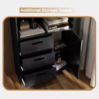 Bibliothèque à 6 niveaux avec porte et 3 tiroirs, étagère haute de 180 cm avec 3 étagères ouvertes, bibliothèque en bois avec armoire de rangement pour la maison ou le bureau