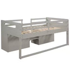 Lit mezzanine simple avec tiroirs de rangement, lit mezzanine bas en bois avec deux étagères pour enfants