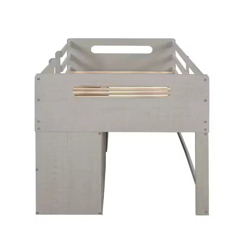 Lit mezzanine simple avec tiroirs de rangement, lit mezzanine bas en bois avec deux étagères pour enfants