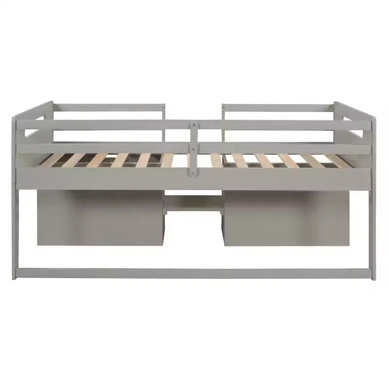 Lit mezzanine simple avec tiroirs de rangement, lit mezzanine bas en bois avec deux étagères pour enfants