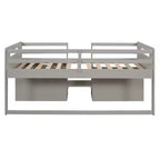 Lit mezzanine simple avec tiroirs de rangement, lit mezzanine bas en bois avec deux étagères pour enfants