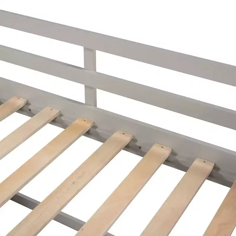 Lit mezzanine simple avec tiroirs de rangement, lit mezzanine bas en bois avec deux étagères pour enfants