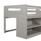 Lit mezzanine simple avec tiroirs de rangement, lit mezzanine bas en bois avec deux étagères pour enfants